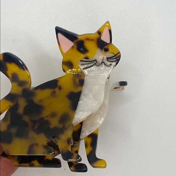 Tortoise Shell Kitty Cat Hair Clip - Picture 2 of 11